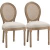 Set 2 Sedie Per Soggiorno In Stile Vintage Con Schienale Traforato, In Legno E Tessuto, 49x56x96cm, Bianco Crema
