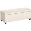 Panca Fondo Letto Con Spazio Contenitore Da 84l, In Tessuto Effetto Velluto A Coste E Acciaio, 112x42x40 Cm, Beige