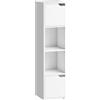 Libreria Moderna Con 2 Armadietti E Ante A 4 Ripiani, 30x29x119 Cm, Bianco
