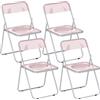 Set Da 4 Sedie Pieghevoli In Acrilico Trasparenti, Rosa