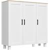 Credenza Cucina In Legno A 3 Ante, Ripiani Regolabili, Stile Minimalista Nordico, 90x30x90cm, Bianco