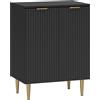 Credenza Moderna Con 2 Ante E Ripiano Regolabile, Mobile Buffet Per Cucina E Soggiorno Con Gambe In Metallo, Nero