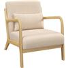Poltroncina In Velluto Con Struttura In Legno, Imbottitura Con Molle A S E Cuscino, 61x78x76 Cm, Beige