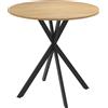 Tavolo Da Pranzo Rotondo Stile Industriale Con Gambe A Croce In Acciaio, Ø80x75 Cm, Colore Quercia