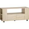 Mobile Porta Tv Da 42" Con Ruote Girevoli E Freno, Ripiani Regolabili E Cassetti, 102x34.5x48.5 Cm, Legno
