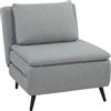 Poltrona Letto 3 In 1 Con Schienale Regolabile E Cuscino, In Tessuto Effetto Lino Grigio Chiaro
