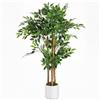 Pianta Artificiale Di Baniano Verde In Peva E Legno Con Vaso Contenitore In Pp E Cemento, 55x55x120 cm