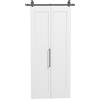 Porta Scorrevole A Libro Pieghevole A Portafoglio Con Superficie Verniciabile, 90x210 Cm, Bianco