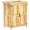 Armadietto Da Esterno, Capanno Porta Attrezzi Con Mensola, In Legno Con 2 Ante Per Giardino, Patio, Color Legno
