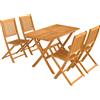 Set Da Pranzo Da Giardino 5 Pezzi, Tavolo E 4 Sedie Pieghevoli