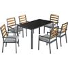 Set Da Pranzo Da Giardino 7 Pezzi Con Tavolo E 6 Sedie, Nero