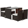 Set Mobili Da Giardino In Rattan 5pz Tavolo Pranzo 4 Sedie Con Cuscini