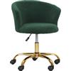 Sedia Da Ufficio Girevole In Velluto Teddy, Struttura Acciaio, Altezza Regolabile, Portata 120kg, Verde Scuro
