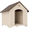 Cuccia Per Cani Rialzata Con Tetto Inclinato E Prese D'aria, In Pp, 102x94x103 Cm, Beige E Marrone Scuro
