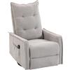 Poltrona Relax Massaggiante E Reclinabile Con Telecomando E Poggiapiedi, 71x93x99 Cm, In Ciniglia Grigio Chiaro
