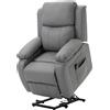Poltrona Relax Elettrica E Alzapersona Reclinabile Fino 160° Con Telecomando, In Similpelle, Grigio