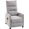Poltrona Massaggiante E Reclinabile A 160° Con Poggiapiedi E Telecomando, 66x91x108 Cm, In Ciniglia Grigio Chiaro
