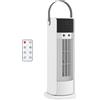 Ventilatore A Tavolo Con Nebulizzazione, Telecomando, Maniglia, Luci Led, 3 Velocità, Timer 10h, Bianco
