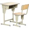 Banco Scuola Con Sedia Per Bambini 6-12 Anni, Scrivania Per Bambini Con Altezza Regolabile, Vano Contenitore E Portapenne, Acciaio E Mdf, Color Legno