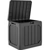 Baule Da Giardino 121l In Plastica Con Maniglie E Impermeabile, 56x45x53 Cm, Nero