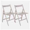 Dmora Set di 2 Sedie Pieghevoli Moderne in Legno, per Balcone o Giardino, 42x48h79, Seduta h cm 47, Colore Bianco