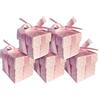 Lage Scatoline Regalo Porta Confetti per Bomboniere Segnaposto per Cerimonia, Battesimo, Matrimonio, Comunione e Cresima. Scatole Rosa a Pois Bianchi con Nastro in Raso Rosa. Confezione da 50 Pezzi.