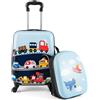 RELAX4LIFE 2 in 1 Set di Valigie Unicorno per Bambini, 2 Pezzi, Trolly+Zaino, con Ruote Girevoli, Maniglia Retrattile e Zaino con Piedini in Plastica (Modello 12) (28) (Modello 20)