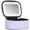 Generic Piccola trousse da viaggio con specchio e luce, mini organizer per cosmetici con 3 luminosità regolabili, borsa da toilette portatile e portaoggetti per artisti per donne, Viola, /