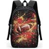 COEQINE Zaino per bambini e bambine, con spallacci regolabili, per computer portatile, per bambini, adulti, viaggi, scuola, biblioteca, arrampicata all'aperto, Football americano Red Splash Fire, M