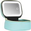 Generic Piccola trousse da viaggio con specchio e luce, mini organizer per cosmetici con 3 luminosità regolabili, borsa da toilette portatile e portaoggetti per artisti per donne, Blu, /