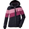 killtec Bambine e ragazze Giacca da sci/giacca funzionale con cappuccio e paraneve KSW 197 GRLS SKI JCKT, hell rauchblau/neon pink/nachtblau, 164, 43487-000