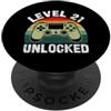 Level 21 Unlocked Birthday Video Gamer G Livello 21 sbloccato PopSockets PopGrip Adesivo