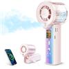 Carehabi Ventilatore Portatile con Nebulizzatore, Mini Ventilatore USB Ricaricabile 3000mAh, Display LED, 1-100 Velocità 16000 RPM, Pieghevole 115 Gradi con Cordino da Collo per Viaggio Ufficio