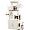 Fobyfurny Tiragraffi con Mobile per Lettiera, 190 cm, Bianco e Marrone
