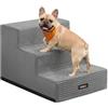 Feandrea Scaletta per Cani a 3 Gradini, Scale in Schiuma ad Alta Densità, Antiscivolo con Fodera Lavabile e Impermeabile, 46 x 40 x 33 cm, Grigio, per Letto e Divano, Collezione Baddi PPS023GD01