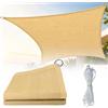 Raisand Vela ombreggiante 2x3m in HDPE anti-UV, traspirante e resistente, ombreggiante con occhielli con corde per installazione facile, telo ombreggiante per terrazzo, giardino, pergola e piscina (Beige)