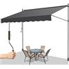 Gimisgu Tenda da Sole a Morsetto con manovella, 350x120cm, Retrattile Manuale, Regolabile in Altezza, Idrorepellente, Protezione Solare, Senza Forare, Facile da Installare, Grigio (M8768-EM-1x)