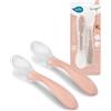 Nuvita 8480 Easy Eating - Set 2 Cucchiai in Silicone per Bambini - Cucchiaini Svezzamento Neonato Morbidi e Sicuri - Manico Ergonomico Antiscivolo - Design Igienico - English Rose