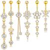 YAWYO 6 Pezzi Piercing Ombelico in Acciaio Inossidabile, Set Piercing Ombelico Donna e Ragazza, Gioielli Corpo Ipoallergenici (Oro)