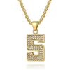 Musihy 60CM Collana con ciondolo a forma di numero 5 in scintillante zirconia cubica. in Acciaio Inossidabile per Uomo Oro