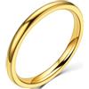 Jude - Fede nuziale impilabile, in acciaio INOX, 2 mm e Acciaio inossidabile, 66 (21.0), colore: Oro, cod. 604