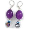 Avalaya Orecchini pendenti con perline di vetro viola fantasia in tonalità argento, 55 mm di goccia, Misura unica, Cristallo Cristallo Metallo