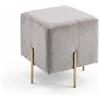INTRECCI Pouf Quadrato in Velluto con Gambe Oro | Design Moderno ed Elegante | Colore: Grigio Chiaro