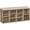 VASAGLE Panca Scarpiera, Scarpiera Ingresso con Seduta Cuscino e 10 Scomparti, Ripiani Regolabili, Corridoio Soggiorno, 30 x 104 x 48 cm, Marrone Cammello LHS010K02