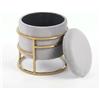 INTRECCI Pouf Contenitore in Velluto con Gambe Cromate Oro | Design Moderno ed Elegante | Colore: Grigio Chiaro