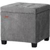 ABHENG Sgabello Pouf Contenitore con rivestimento in ciniglia e struttura in acciaio, 45 x 45 x 45 cm Pouf Cubo Portante di 300 kg, Poggiapiedi, Grigio ASND641G