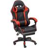 Baroni Home Sedia Gaming Ergonomica con Massaggiatore Lombare, Altezza Regolabile e Schienale Inclinabile, Sedia Ufficio con Comodo Poggiatesta e Poggiapiedi, in Soft Foam, Rosso, 58x66x114-124 cm