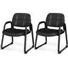 HOMASIS Set di 2 Sedie da Conferenza, Sedia Ergonomica per Visitatori con Schienale e Braccioli, Sedia da Ufficio Imbottita per Studio, Reception, Portata Fino a 150 kg, Nero (64 x 60 x 82,5 cm)