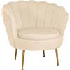 LIBEROSHOPPING.eu - LA TUA CASA IN UN CLIK Poltrona tessuto velluto ampio gambe metallo colore oro schienale a conchiglia imbottita design moderno FIORE (Beige)