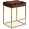 INTRECCI Sgabello in Velluto con Gambe Cromate Oro | Design Moderno ed Elegante | Colore: Testa di Moro